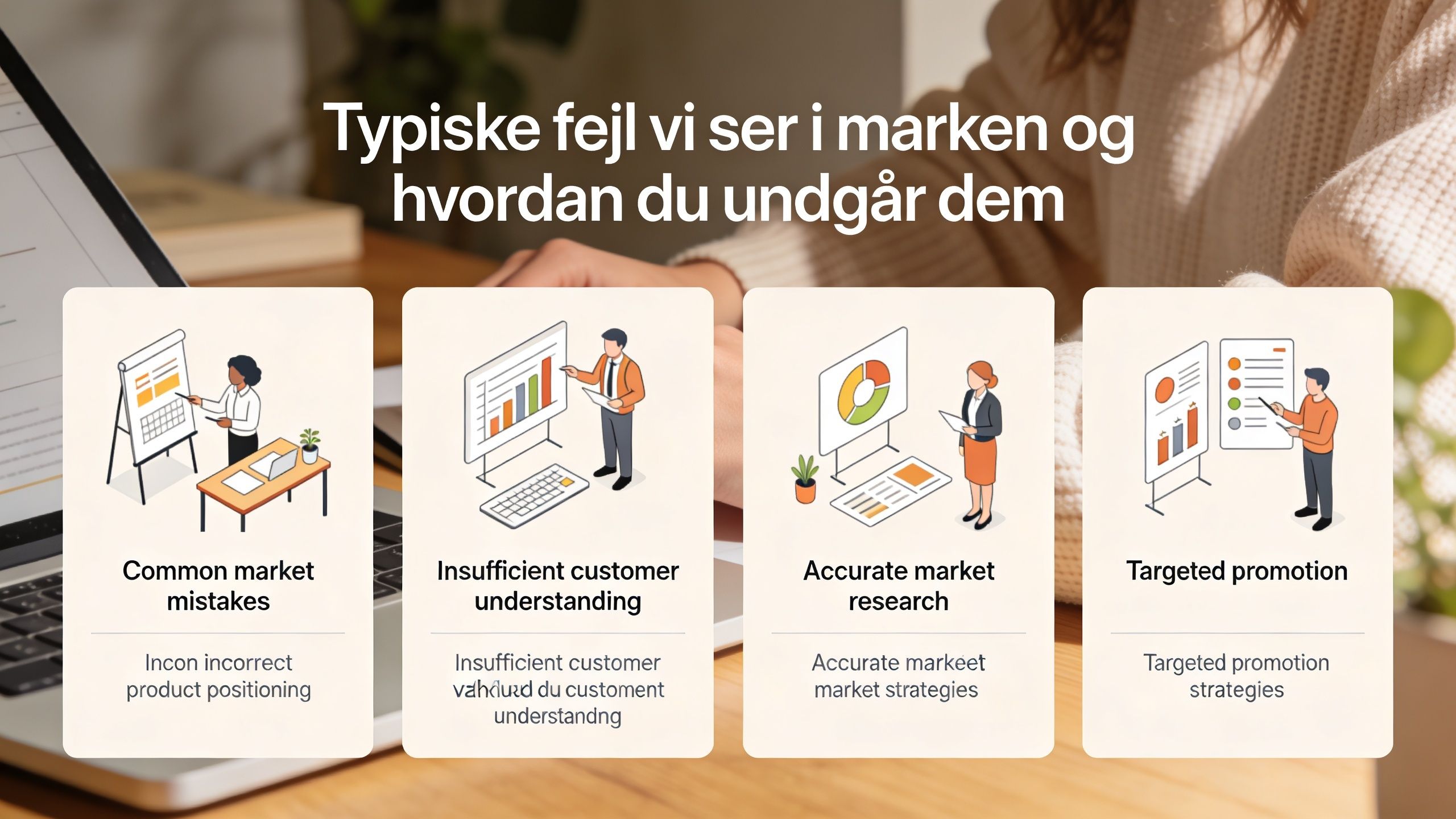 Grafik der viser typiske markedsføringsfejl og hvordan man undgår dem med korrekt kundeforståelse og markedsundersøgelser.